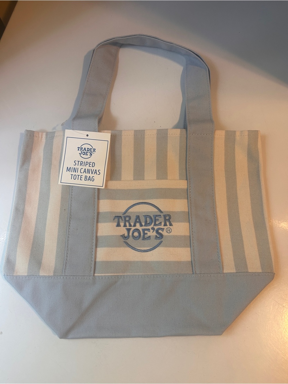 Trader Joe’s Blue Striped Canvas Tote Bag